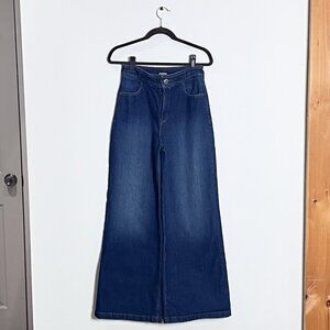 Express Super High Rise Wide Leg Jeans Size 6 Blue Denim